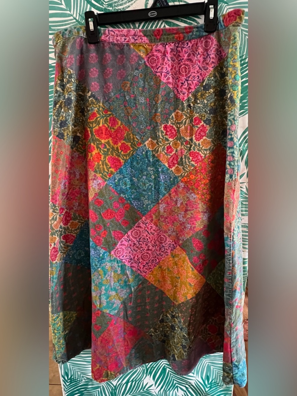 Natural Life Boho Colorful Patchwork Floral Maxi Skirt 100% cotton sz XL